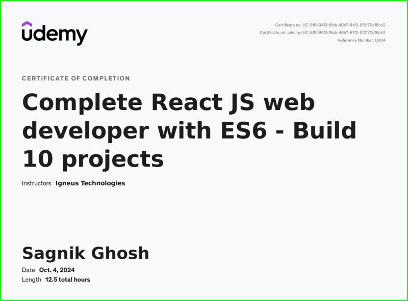 Complete React JS web developer with ES6