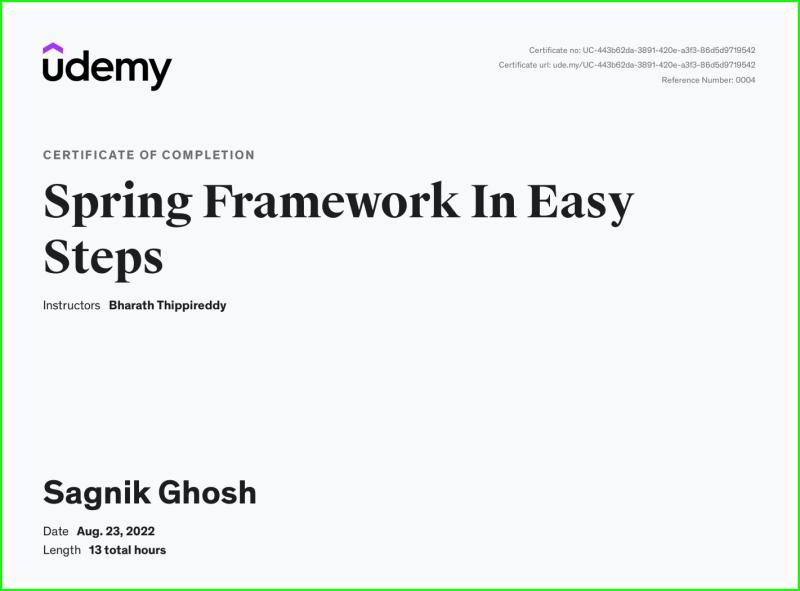 Spring Framework In Easy Steps